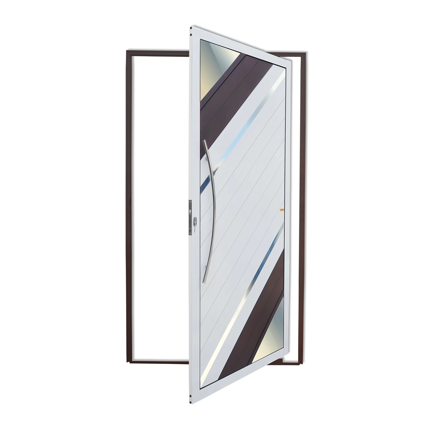Porta Lambrill Pivotante Alumínio Corten Texturizado e Branco Oasis 2,10x1,20m Lado Esquerdo Linha Super 25 Brimak