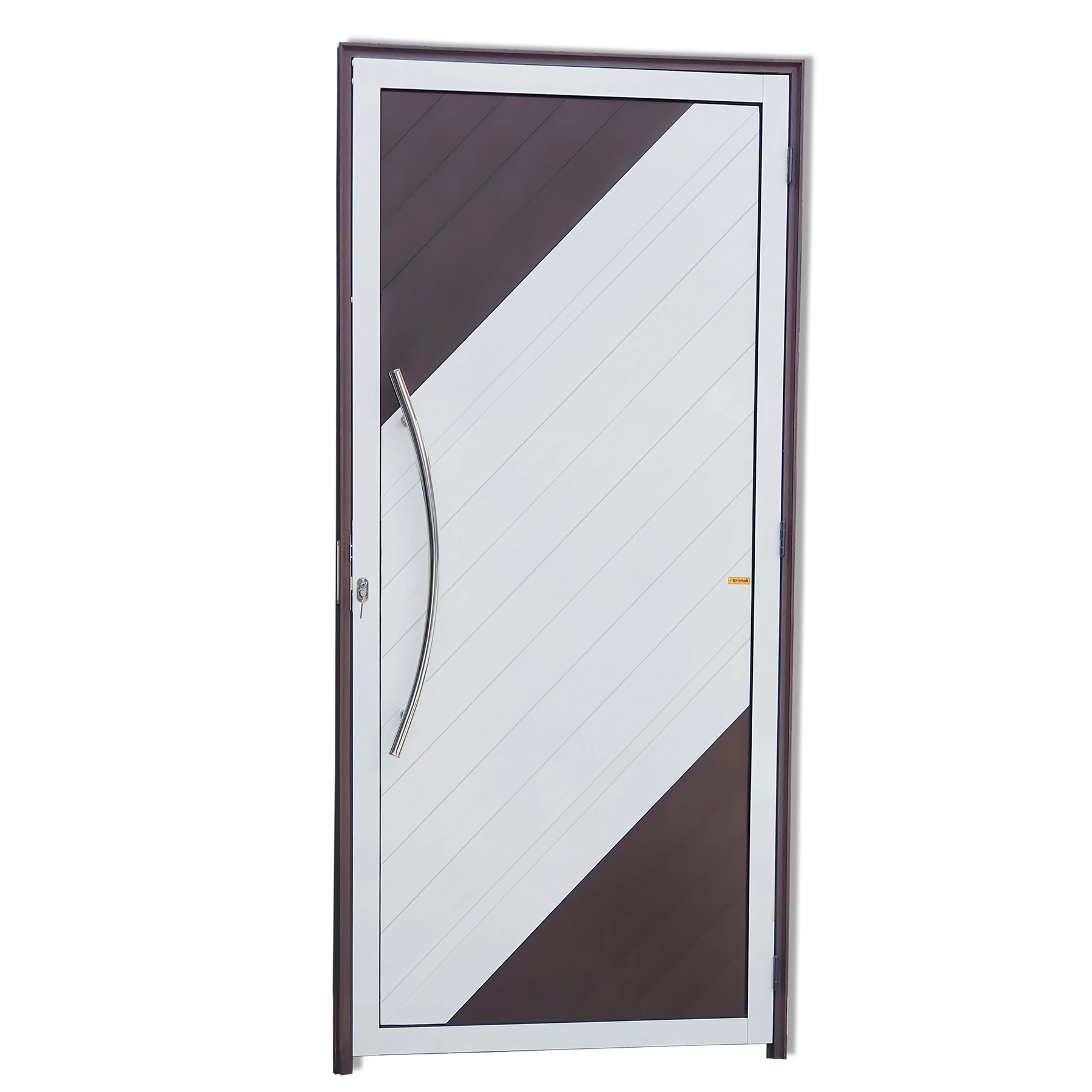 Porta Lambrill de Giro Alumínio Corten Texturizado e Branco 2,10x0,90m Lado Esquerdo Linha Super 25 Brimak