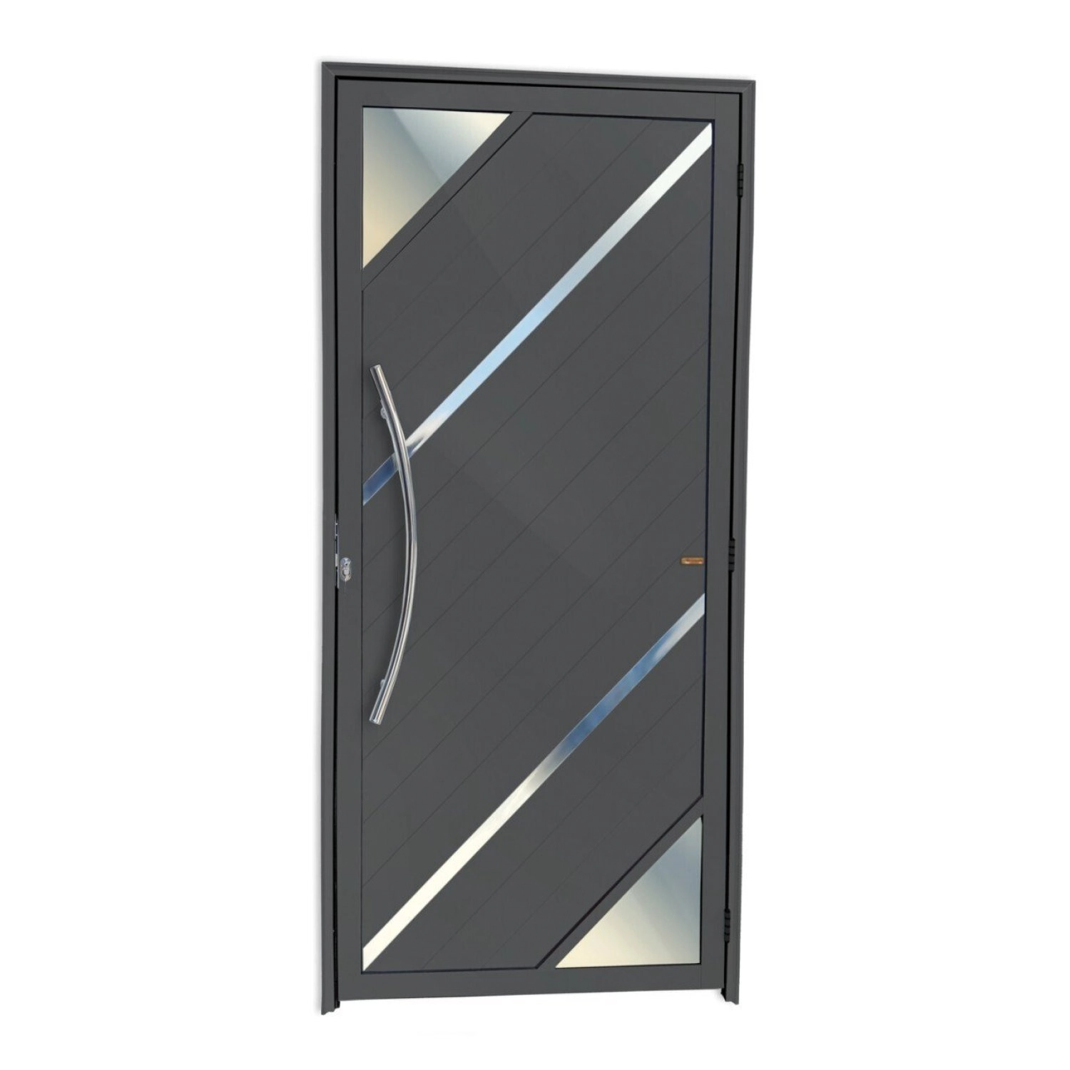 Porta Lambrill de Giro Alumínio Pintado Oasis Cinza 2,10mX90cm Esquerdo Brimak