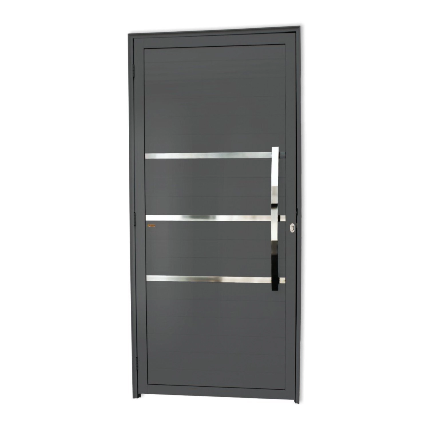 Porta Lambrill de Giro Alumínio Pintado Evolution Cinza 2,10X1,00m Direito Brimak