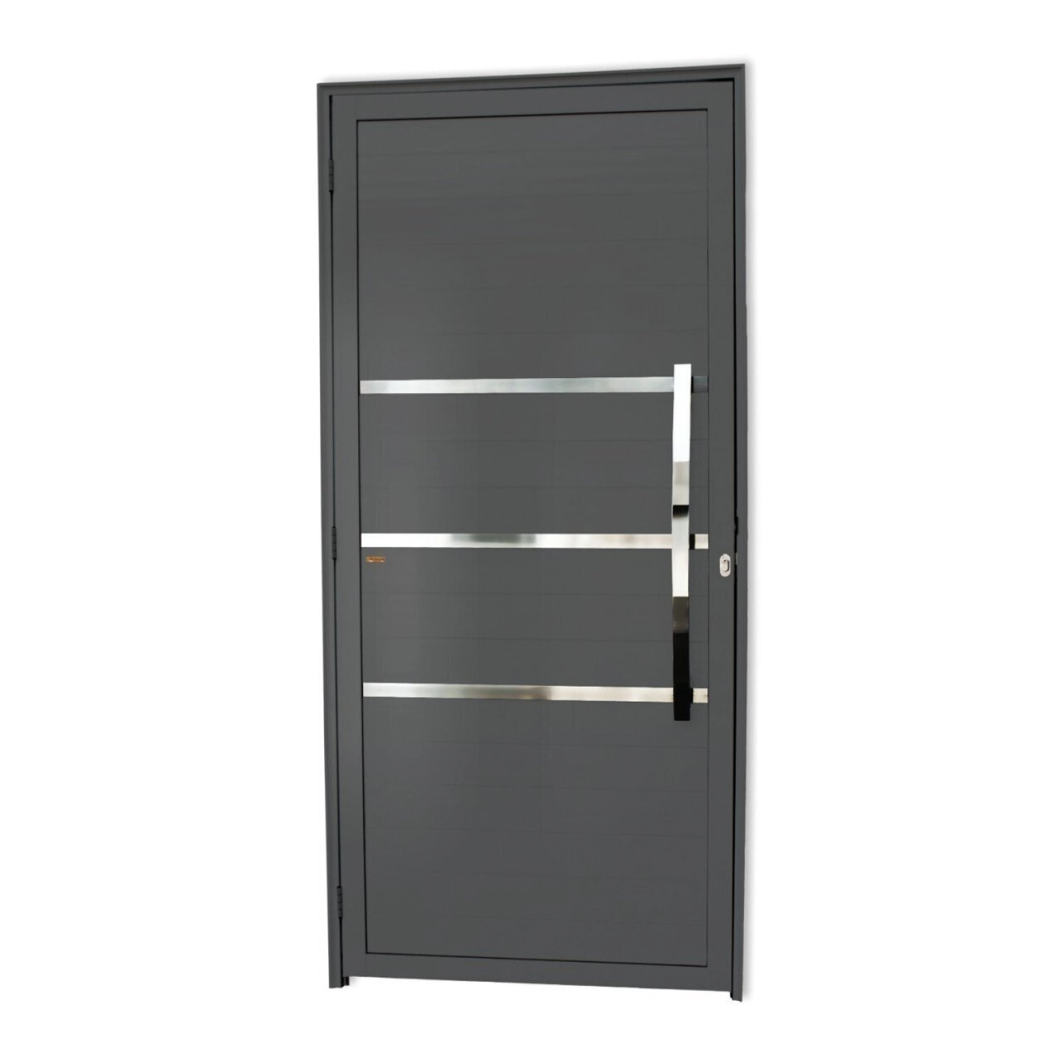 Porta Lambrill de Giro Alumínio Pintado Evolution Cinza 2,10mX90cm Direito Brimak