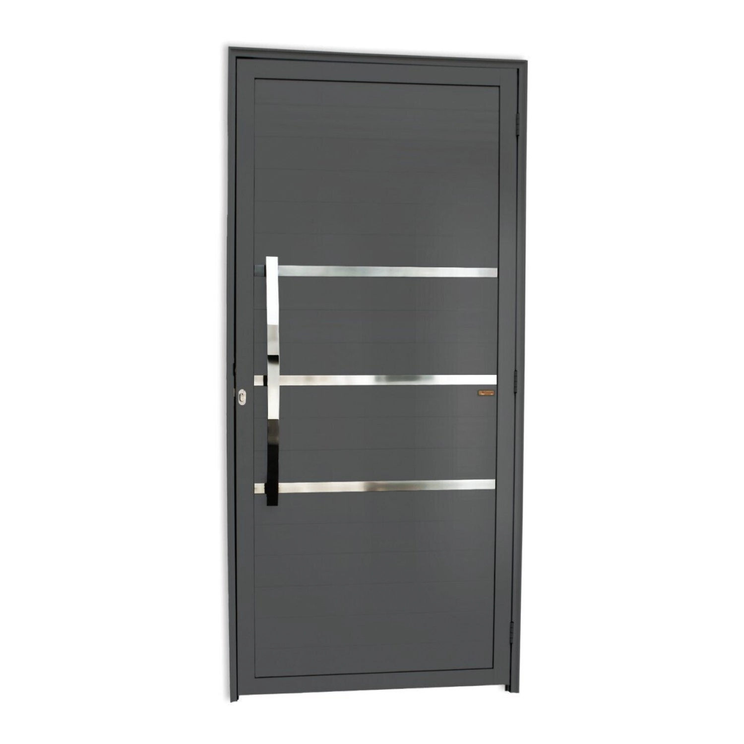 Porta Lambrill de Giro Alumínio Pintado Evolution Cinza 2,10mX90cm Esquerdo Brimak