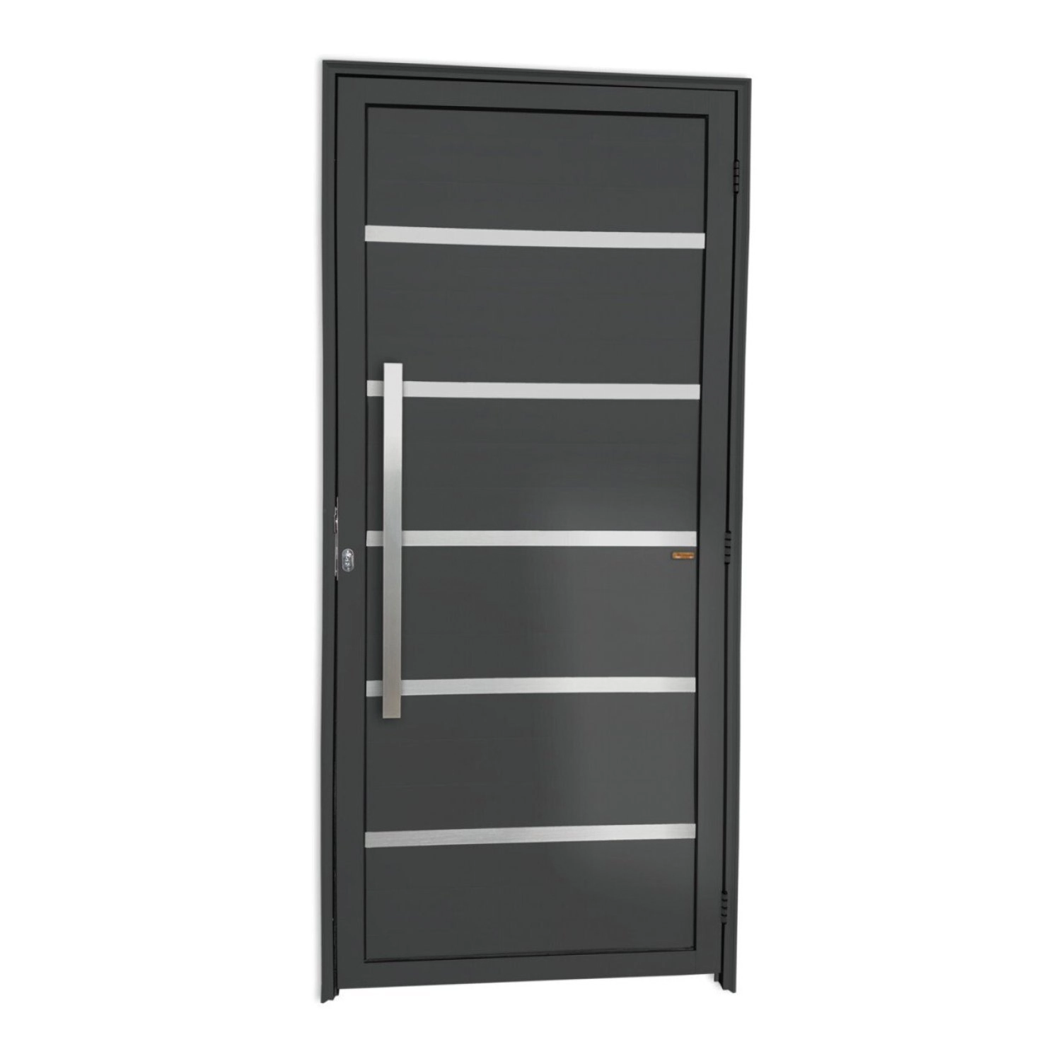 Porta Lambrill de Giro Alumínio Pintado Premium Cinza 2,10X1,00m Esquerdo Brimak