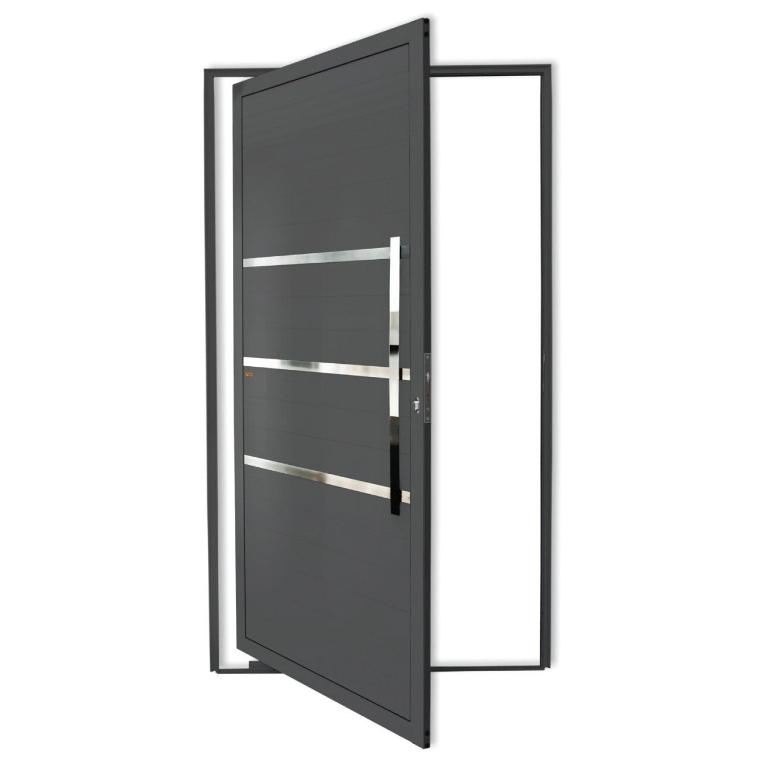 Porta Lambrill Pivotante Alumínio Pintado Evolution Cinza 2,10X1,00m Direito Brimak