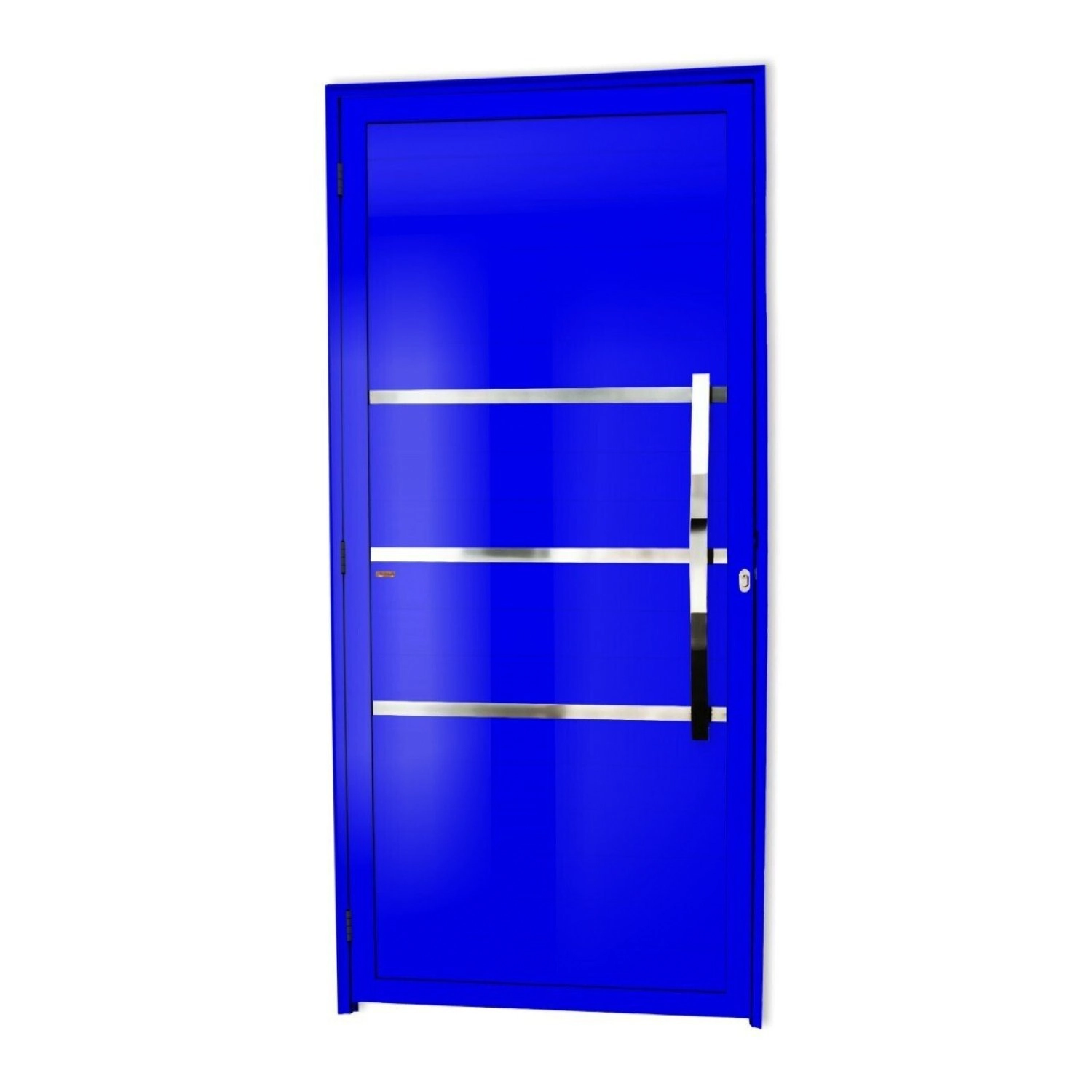 Porta Lambrill de Giro Alumínio Pintado Evolution Azul 2,10mX90cm Direito Brimak