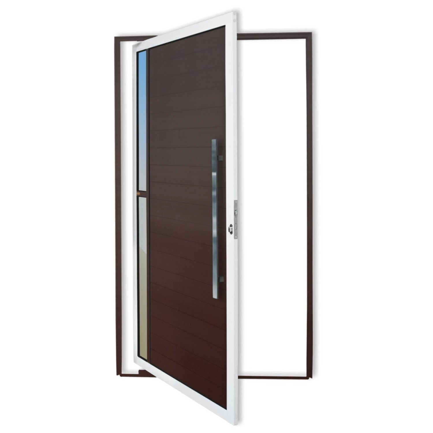 Porta Pivotante Lambril Visione Com Puxador Super 210cm X 120cm Brimak Abertura Direita Mix Corten