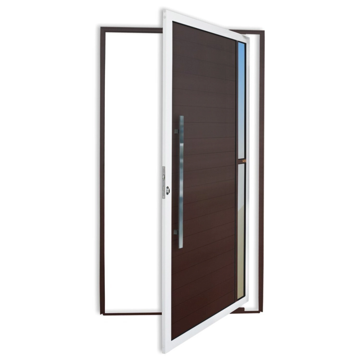 Porta Pivotante Lambril Visione Com Puxador Super 210cm X 120cm Brimak Abertura Esquerda Mix Corten