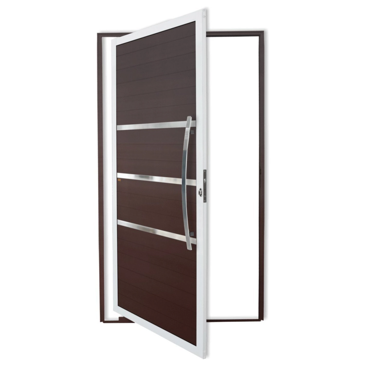 Porta Pivotante Lambril Evolution Com Puxador Super 210cm X 100cm Brimak Abertura Direita Mix Corten