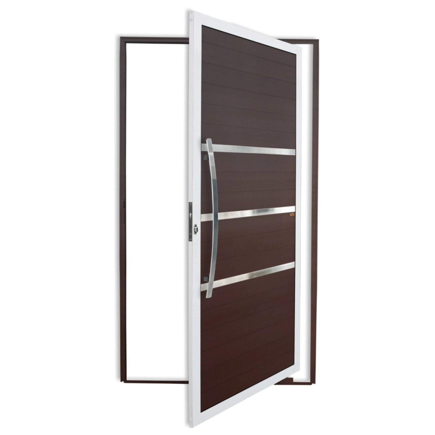 Porta Pivotante Lambril Evolution Com Puxador Super 210cm X 120cm Brimak Abertura Esquerda Mix Corten