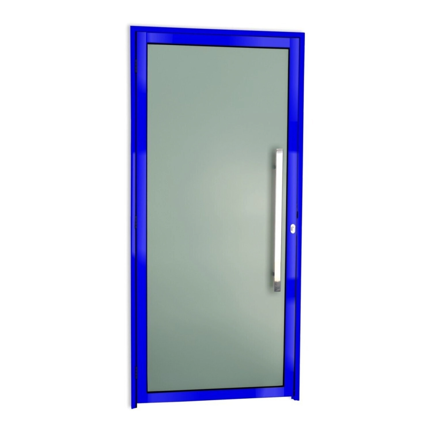 Porta com Visor de Giro Alumínio Pintado Murano Azul 2,10mX90cm Direito Brimak