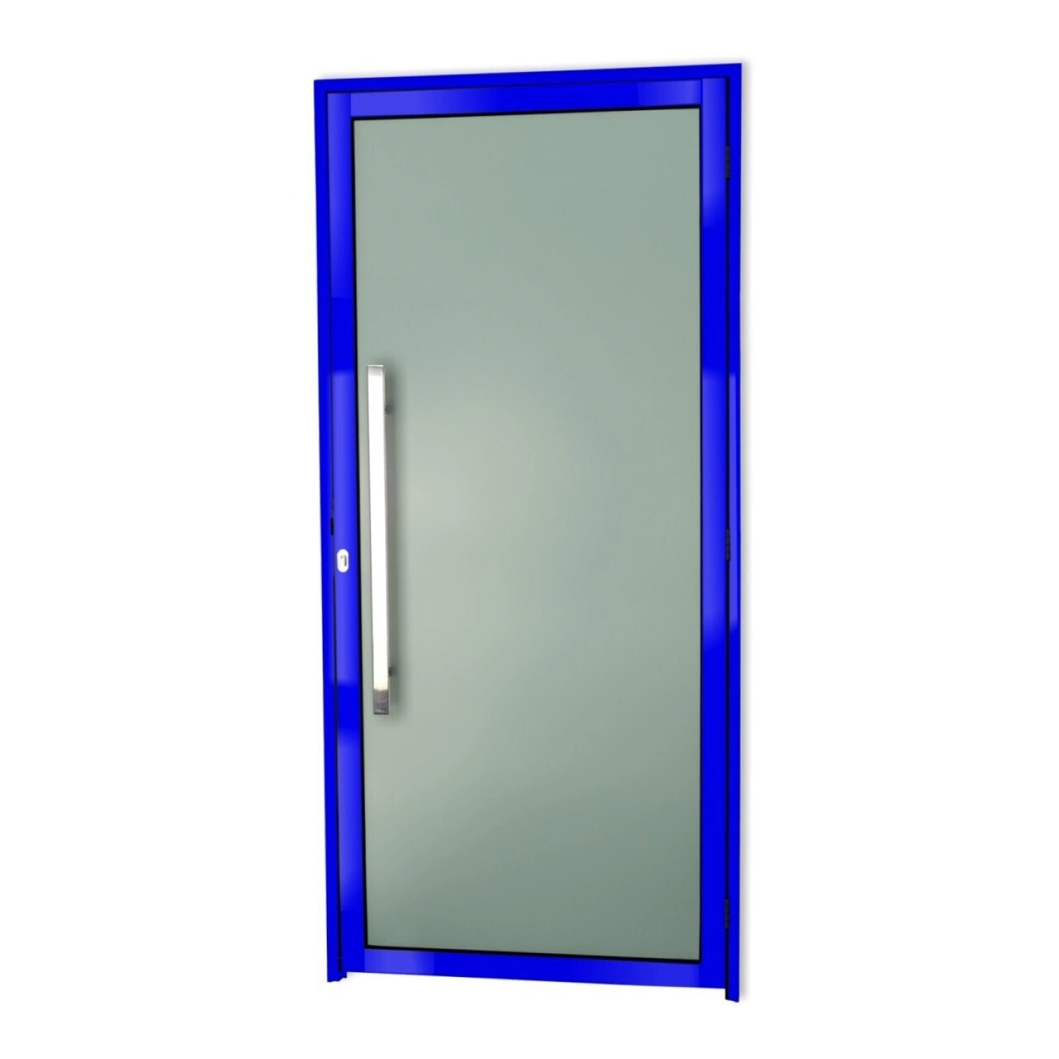 Porta com Visor de Giro Alumínio Pintado Murano Azul 2,10mX90cm Esquerdo Brimak