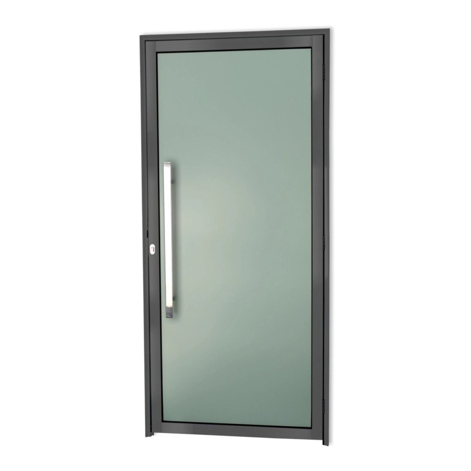 Porta com Visor de Giro Alumínio Pintado Murano Cinza 2,10X1,00m Esquerdo Brimak