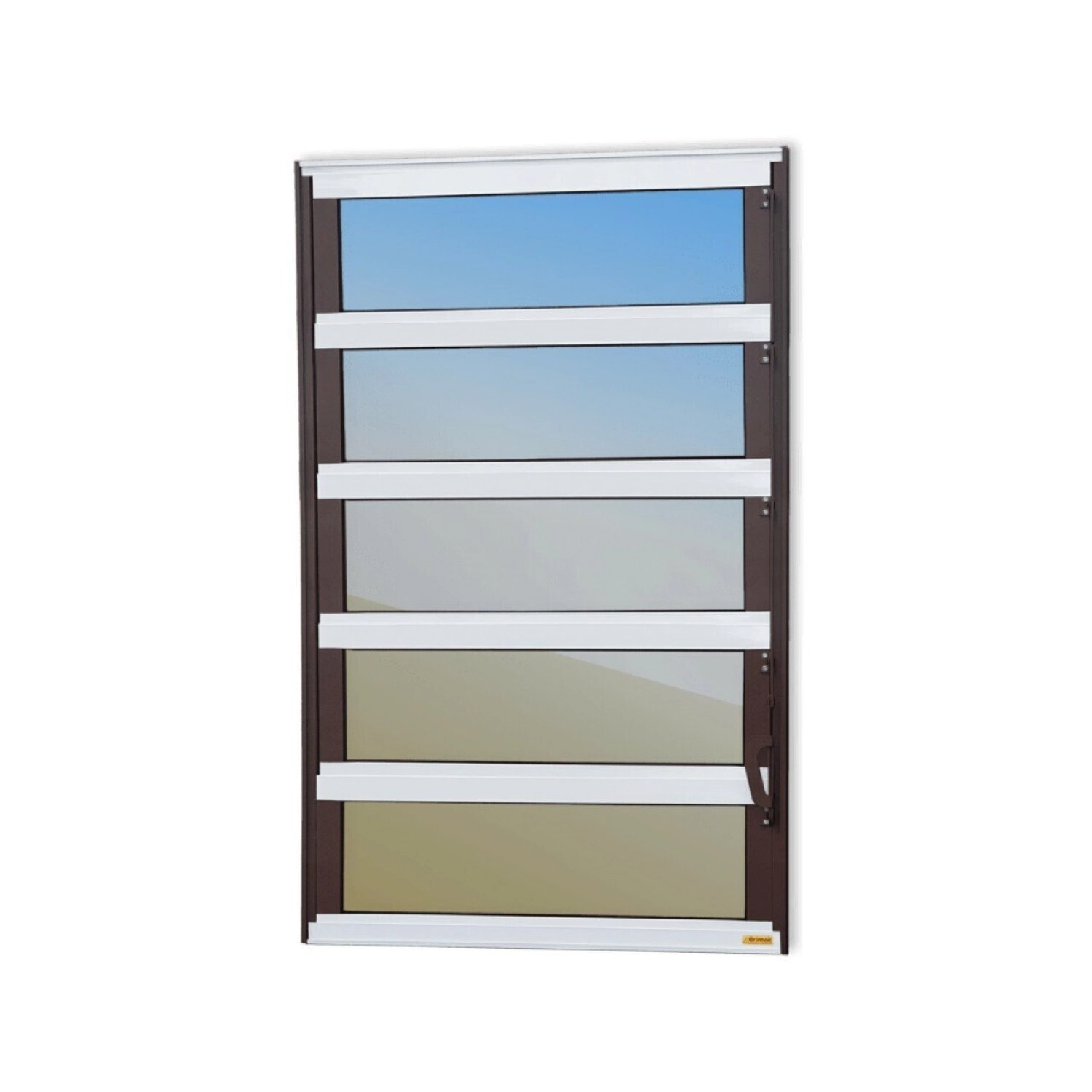 Janela De Alumínio Basculante 100x40cm Vidro Espelhado Elite Brimak Mix Corten