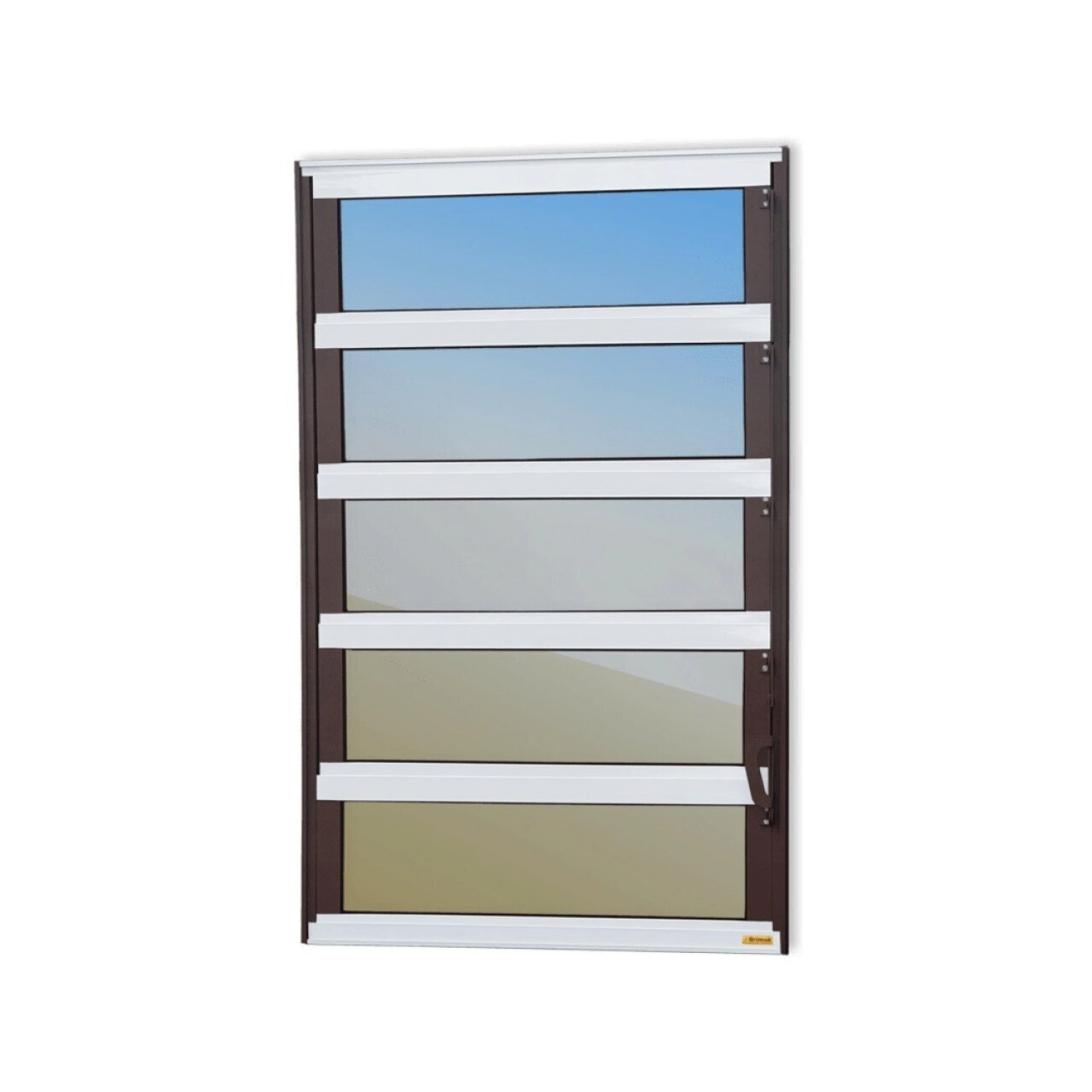 Janela De Alumínio Basculante 100x100cm Vidro Espelhado Elite Brimak Mix Corten