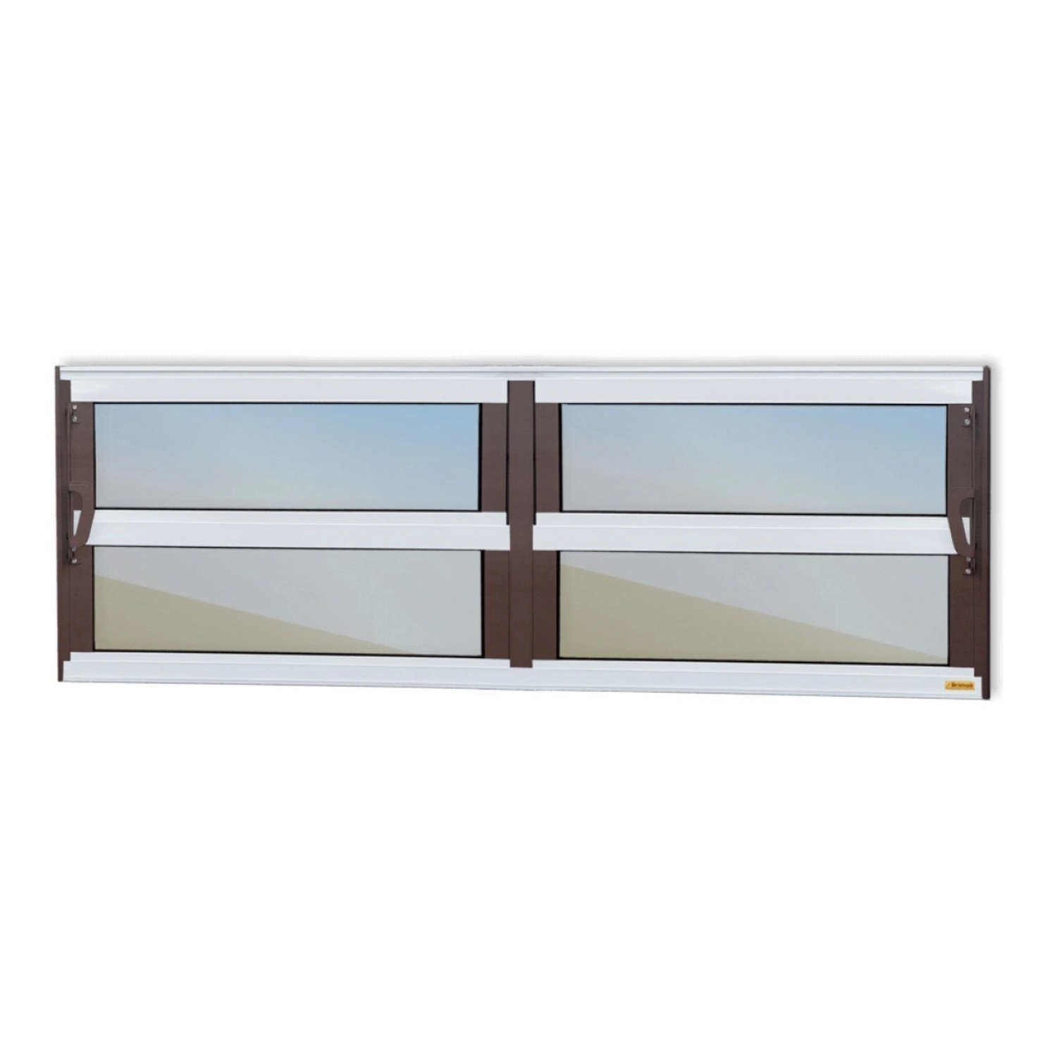 Janela De Alumínio Basculante 2 Seções 40x120cm Vidro Espelhado Elite Brimak Mix Corten