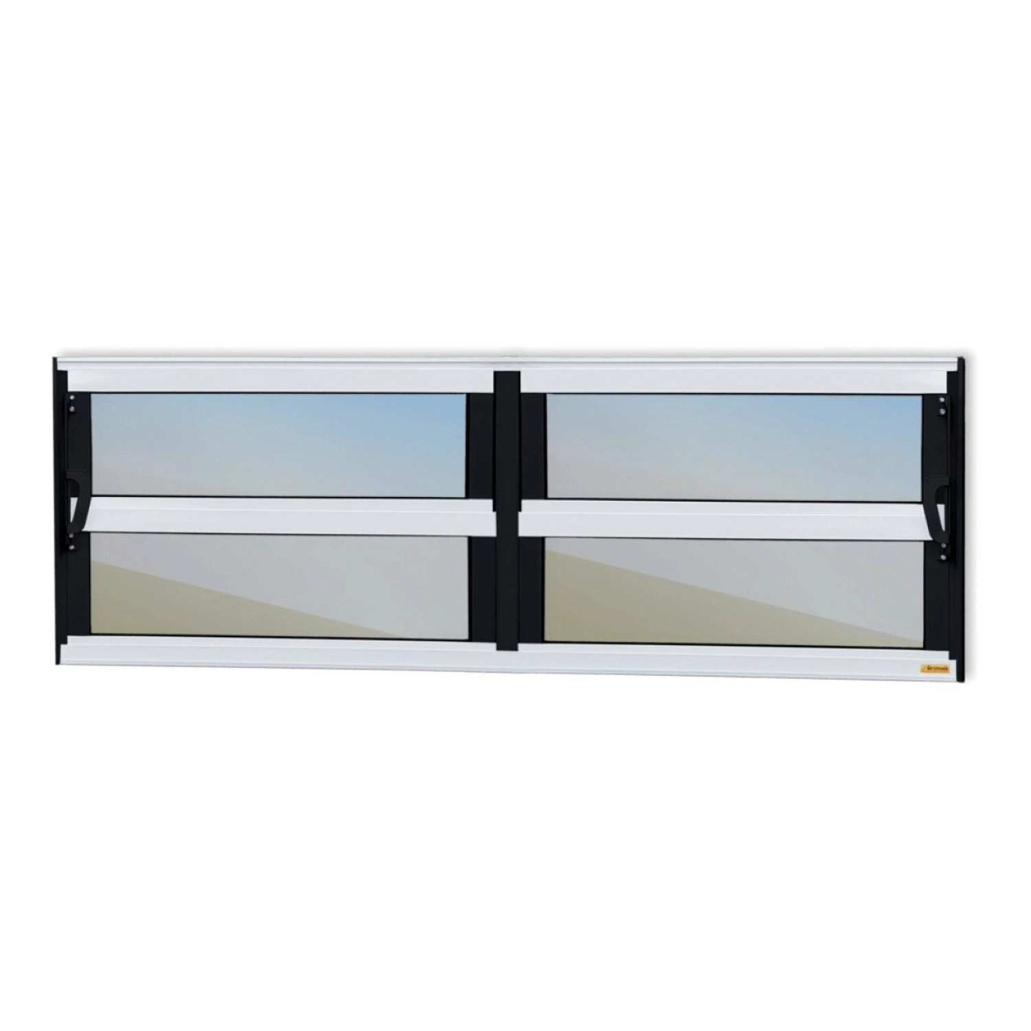 Janela De Alumínio Basculante 2 Seções 40x120cm Vidro Espelhado Elite Brimak Mix Preto