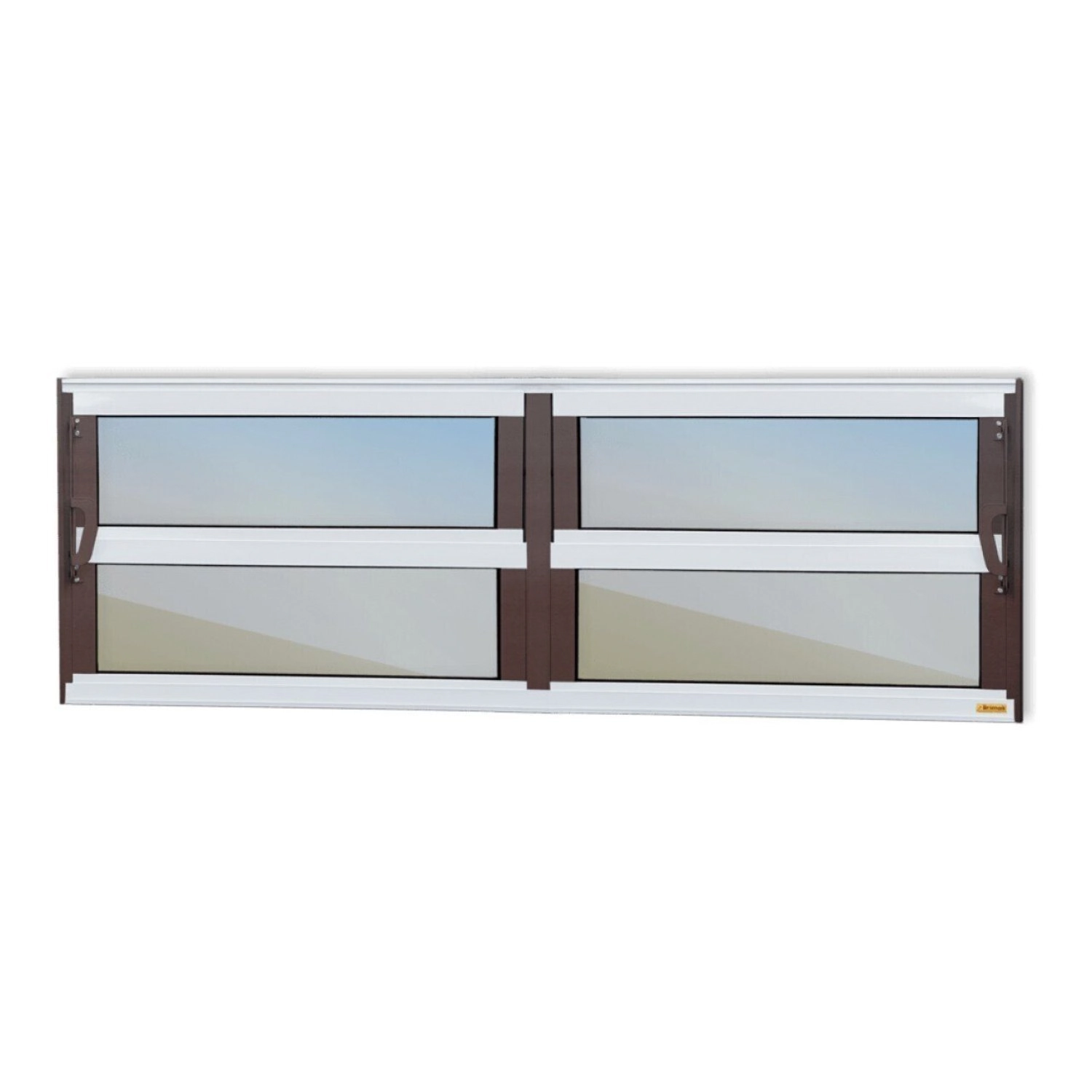 Janela De Alumínio Basculante 2 Seções 40x150cm Vidro Espelhado Elite Brimak Mix Corten