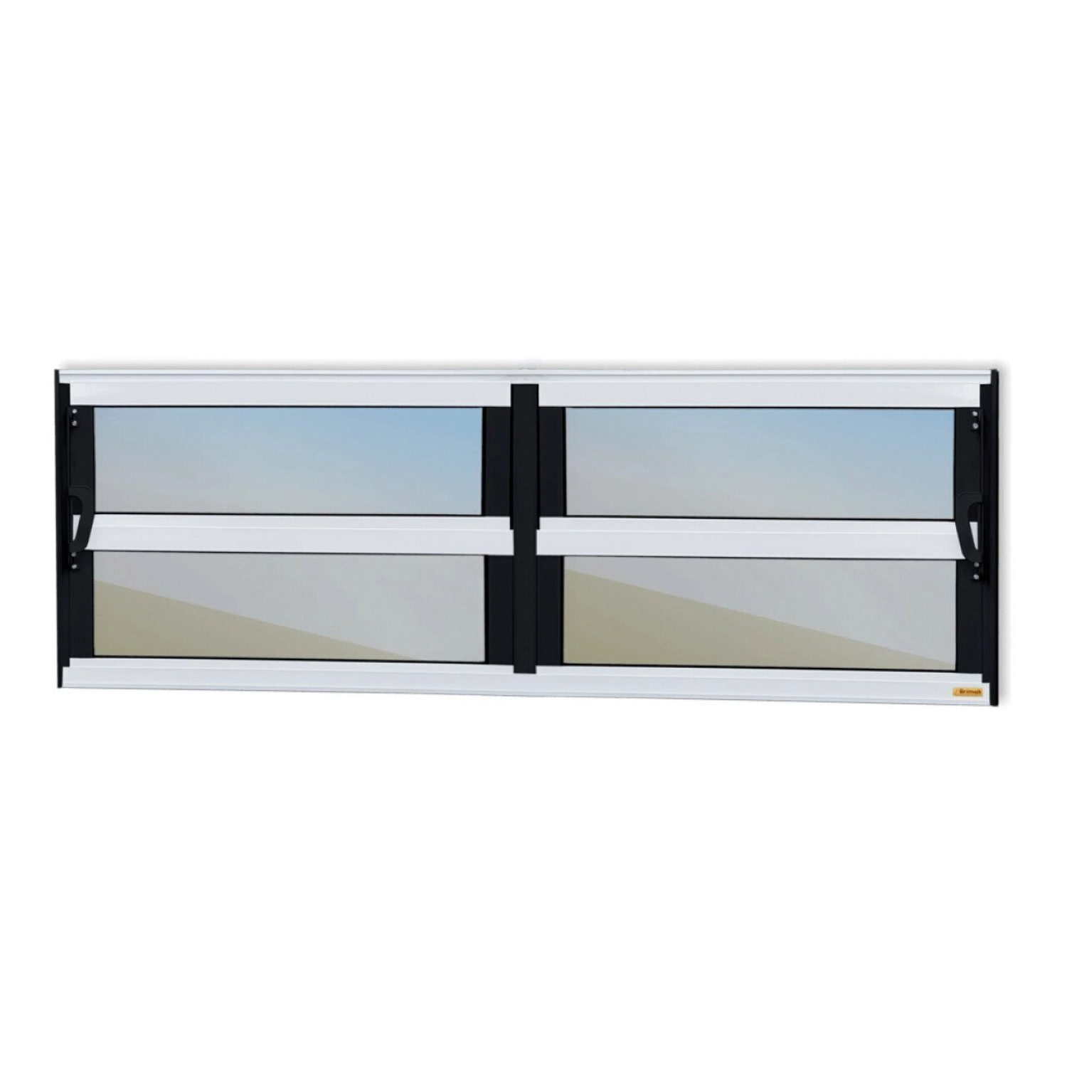 Janela De Alumínio Basculante 2 Seções 40x150cm Vidro Espelhado Elite Brimak Mix Preto