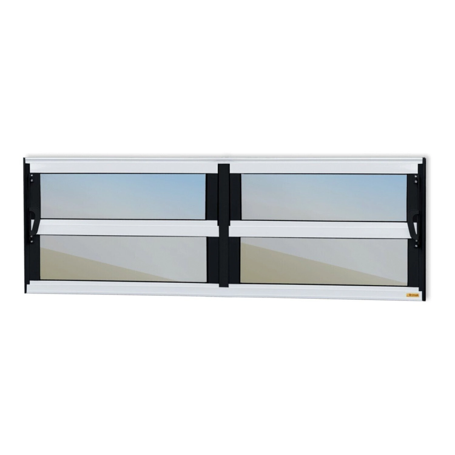 Janela De Alumínio Basculante 2 Seções 40x200cm Vidro Espelhado Elite Brimak Mix Preto