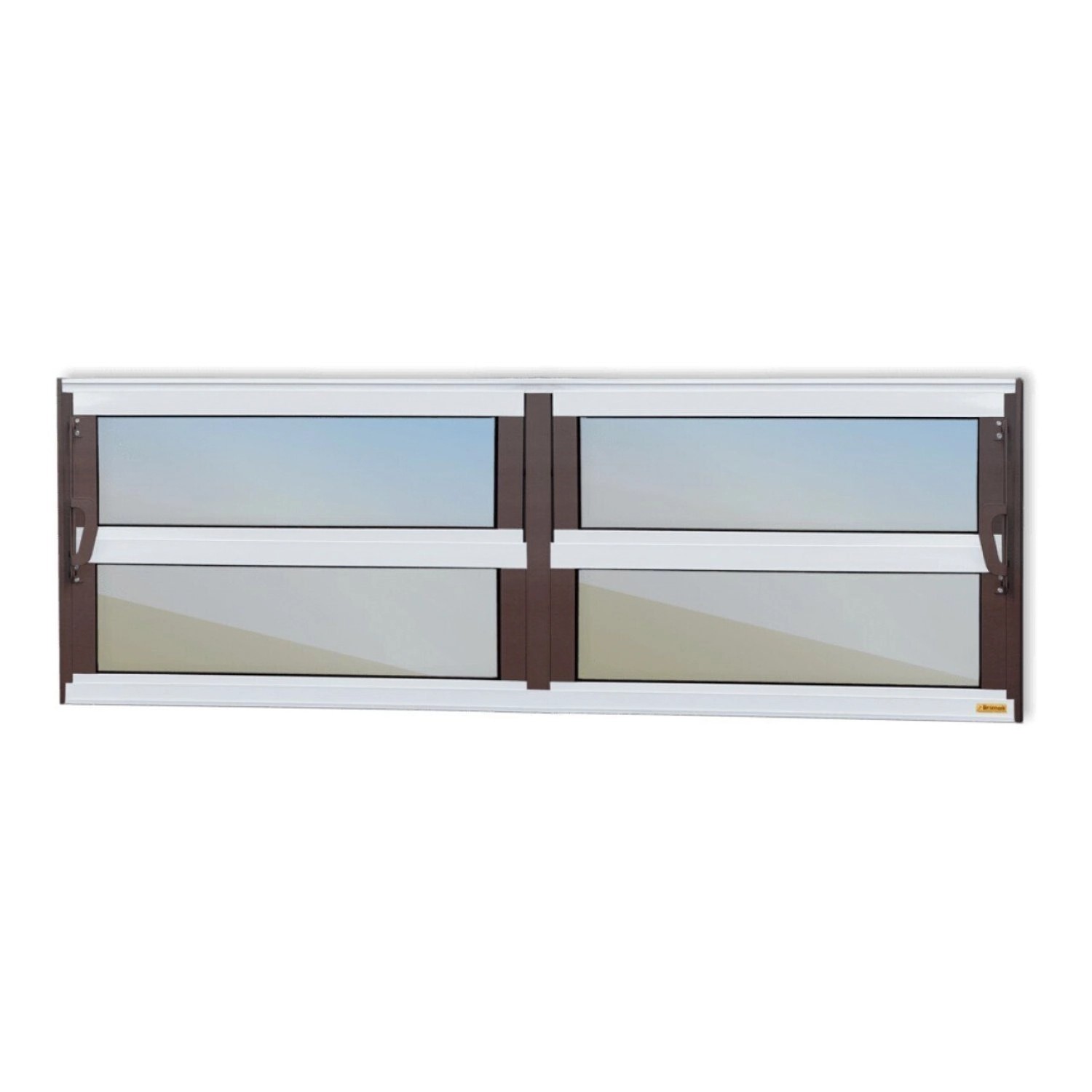 Janela De Alumínio Basculante 2 Seções 40x240cm Vidro Espelhado Elite Brimak Mix Corten