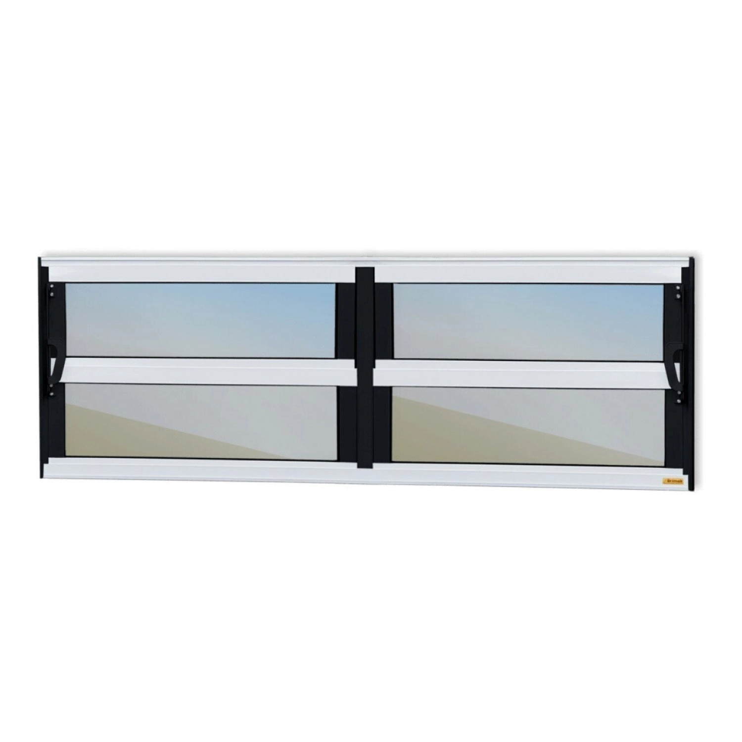Janela De Alumínio Basculante 2 Seções 40x240cm Vidro Espelhado Elite Brimak Mix Preto