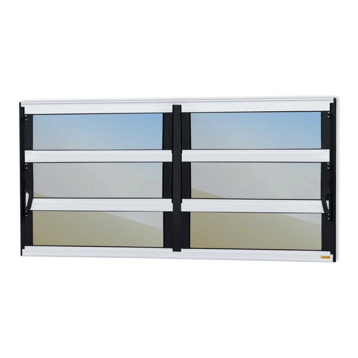 Janela De Alumínio Basculante 2 Seções 60x120cm Vidro Espelhado Elite Brimak Mix Preto