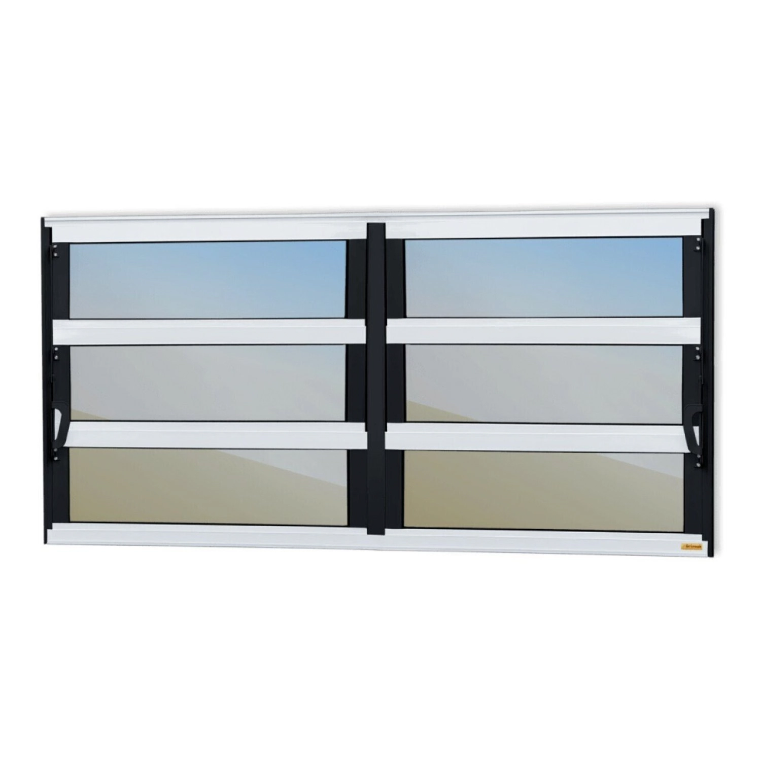 Janela De Alumínio Basculante 2 Seções 60x200cm Vidro Espelhado Elite Brimak Mix Preto