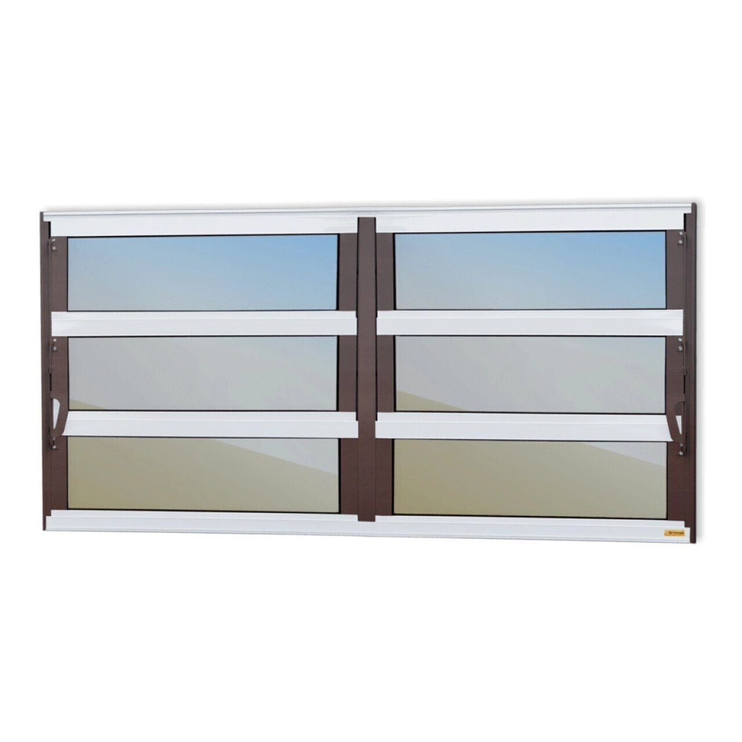 Janela De Alumínio Basculante 2 Seções 60x240cm Vidro Espelhado Elite Brimak Mix Corten
