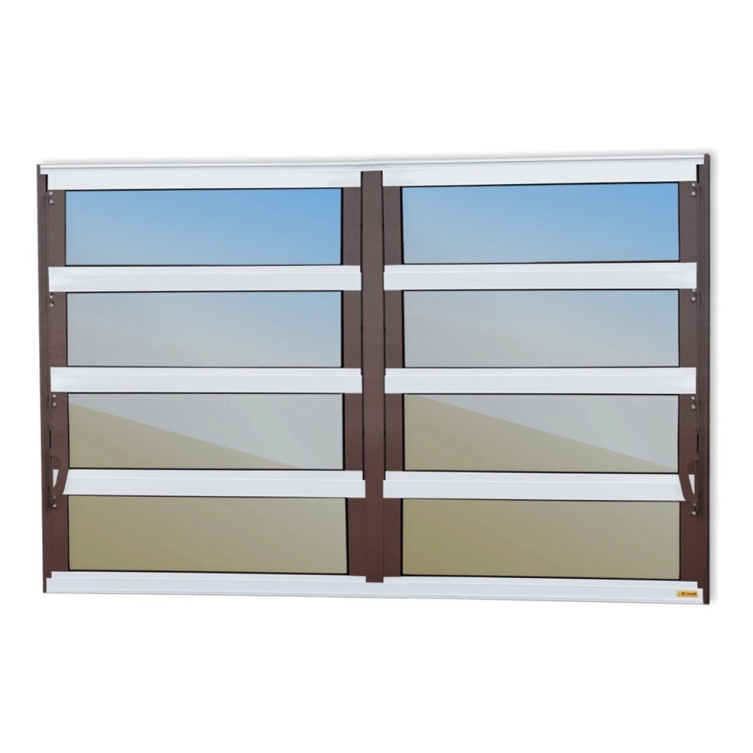 Janela De Alumínio Basculante 2 Seções 80x150cm Vidro Espelhado Elite Brimak Mix Corten