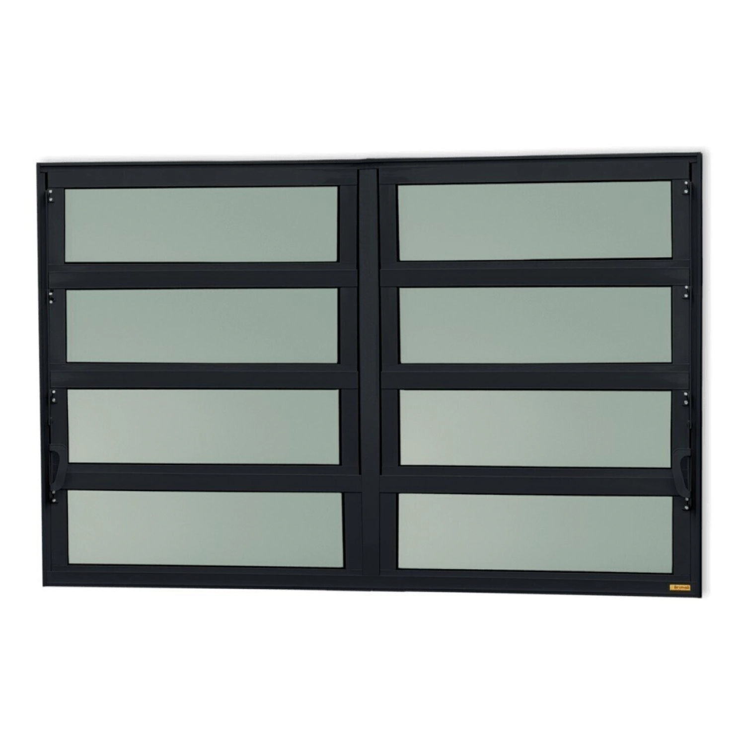 Janela De Alumínio Basculante 2 Seções 80x240cm Vidro Mini Boreal Elite Brimak Preto