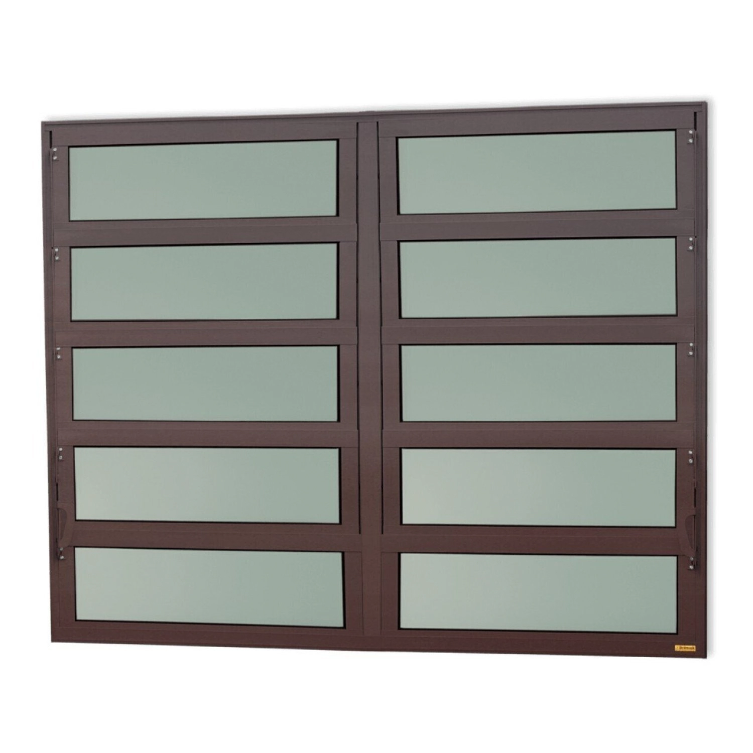 Janela De Alumínio Basculante 2 Seções 100x200cm Vidro Mini Boreal Elite Brimak Corten