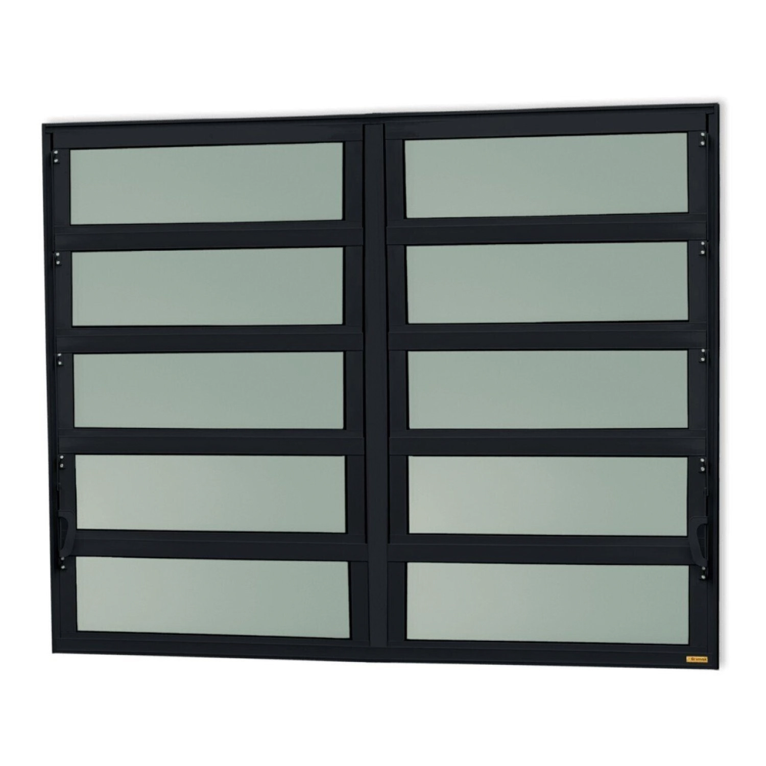 Janela De Alumínio Basculante 2 Seções 100x200cm Vidro Mini Boreal Elite Brimak Preto