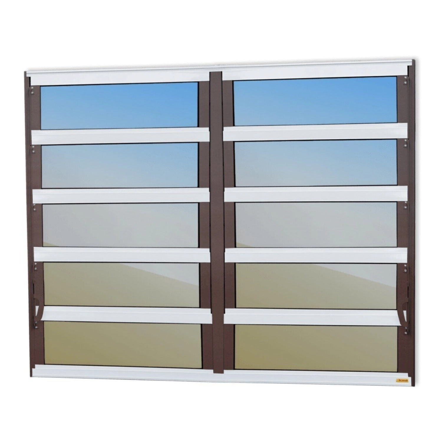 Janela De Alumínio Basculante 2 Seções 100x200cm Vidro Espelhado Elite Brimak Mix Corten