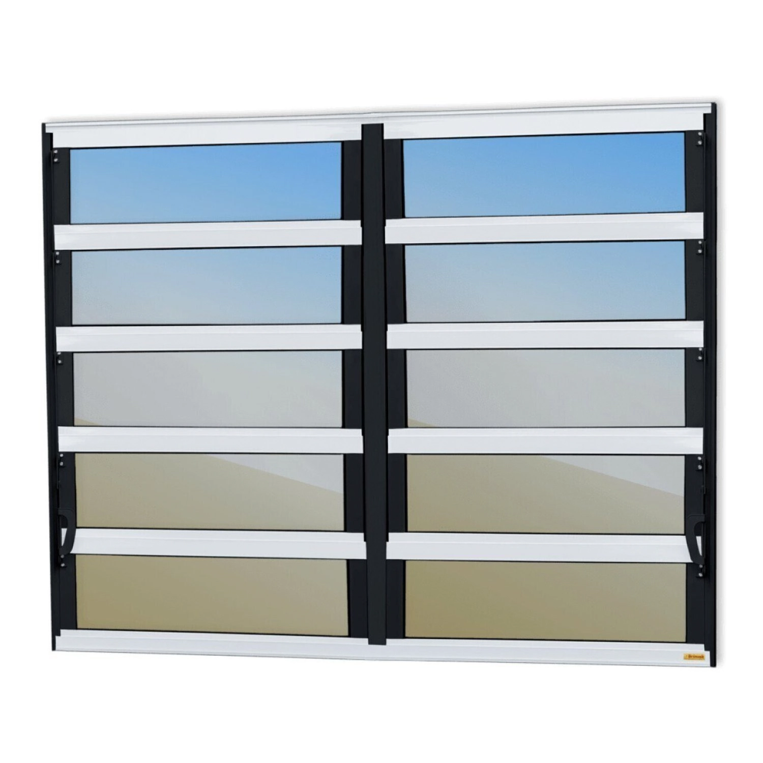 Janela De Alumínio Basculante 2 Seções 100x200cm Vidro Espelhado Elite Brimak Mix Preto