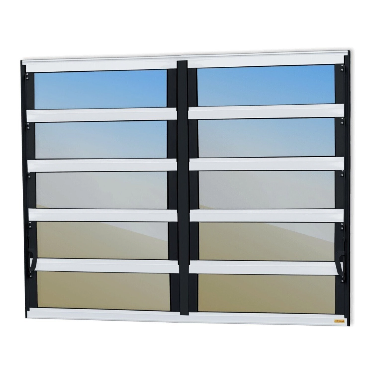 Janela De Alumínio Basculante 2 Seções 100x240cm Vidro Espelhado Elite Brimak Mix Preto