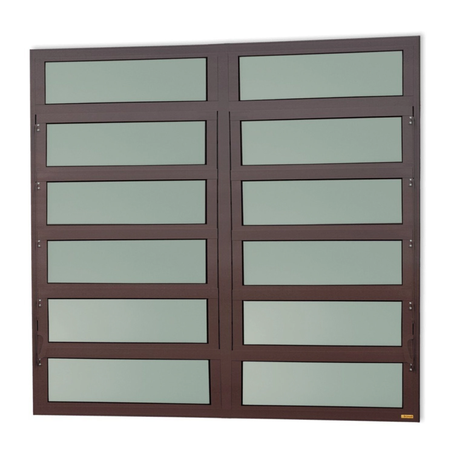Janela De Alumínio Basculante 2 Seções 120x120cm Vidro Mini Boreal Elite Brimak Corten