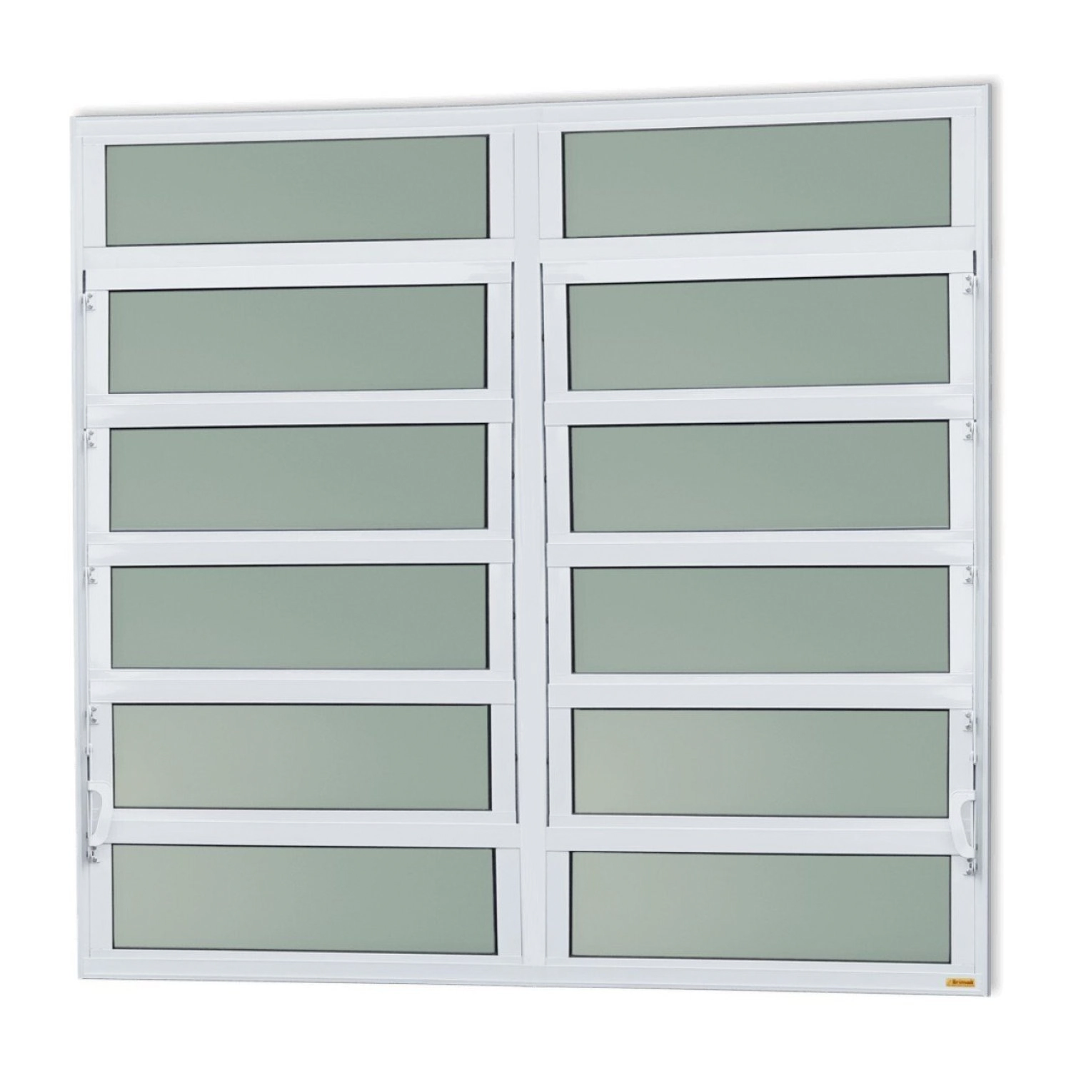 Janela De Alumínio Basculante 2 Seções 120x120cm Vidro Mini Boreal Elite Brimak Branco