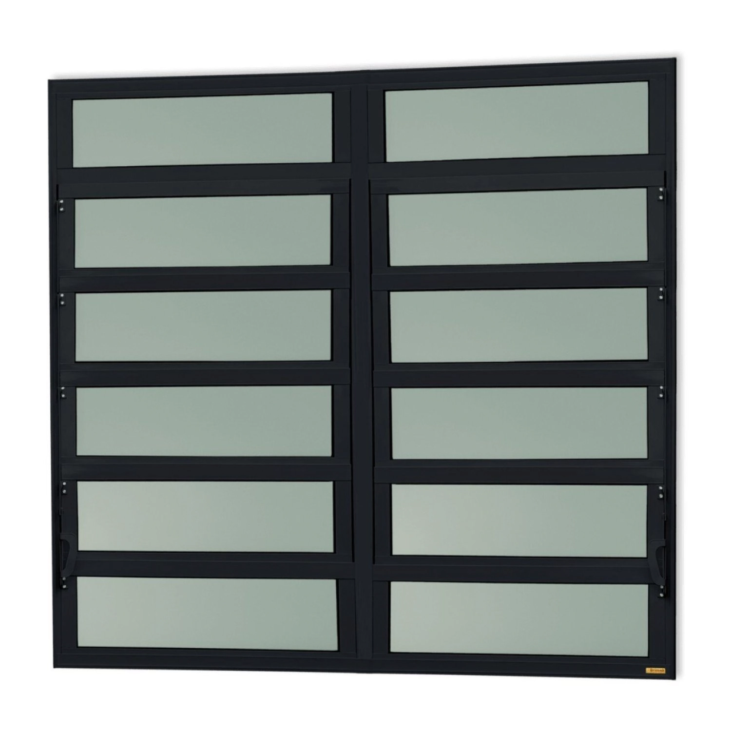 Janela De Alumínio Basculante 2 Seções 120x120cm Vidro Mini Boreal Elite Brimak Preto