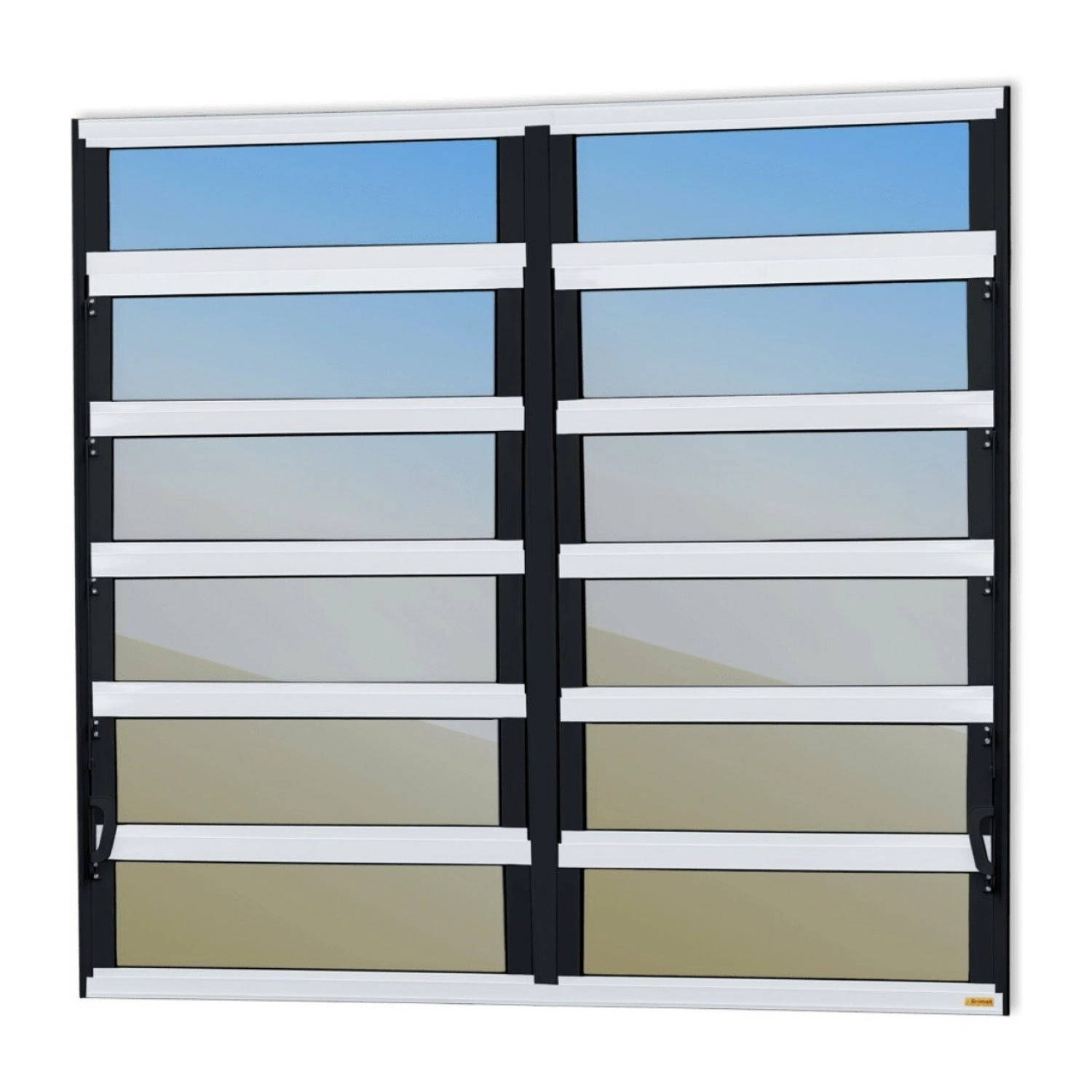 Janela De Alumínio Basculante 2 Seções 120x120cm Vidro Espelhado Elite Brimak Mix Preto