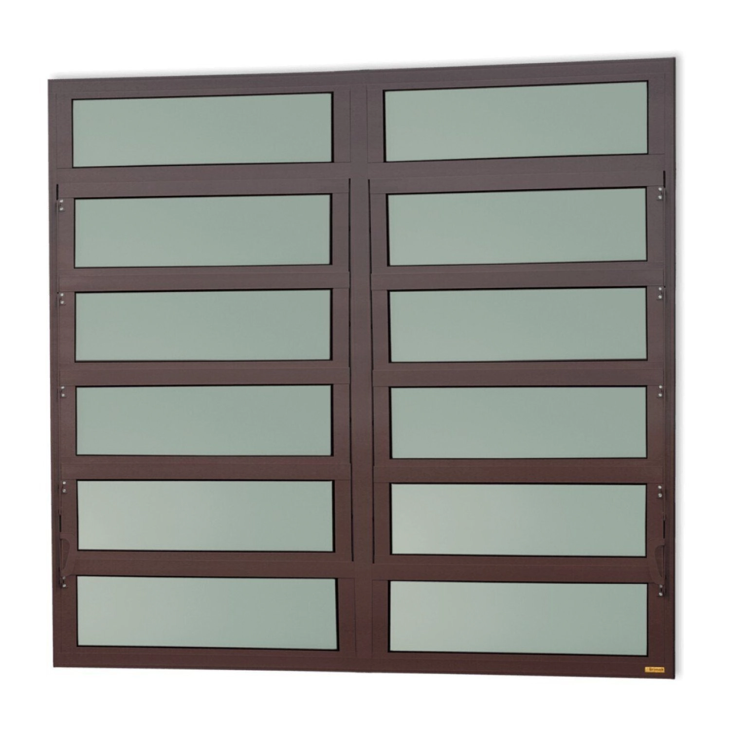Janela De Alumínio Basculante 2 Seções 120x150cm Vidro Mini Boreal Elite Brimak Corten