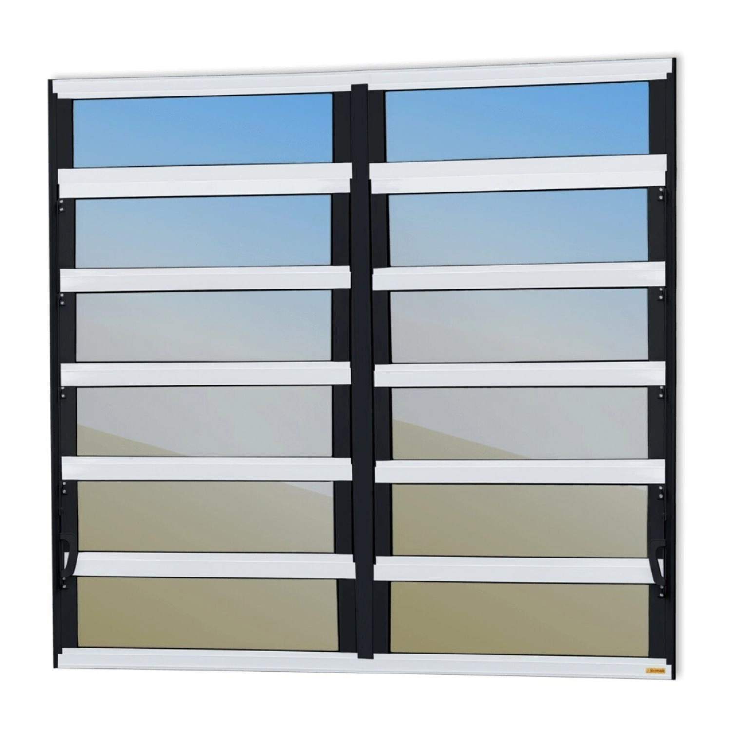 Janela De Alumínio Basculante 2 Seções 120x150cm Vidro Espelhado Elite Brimak Mix Preto