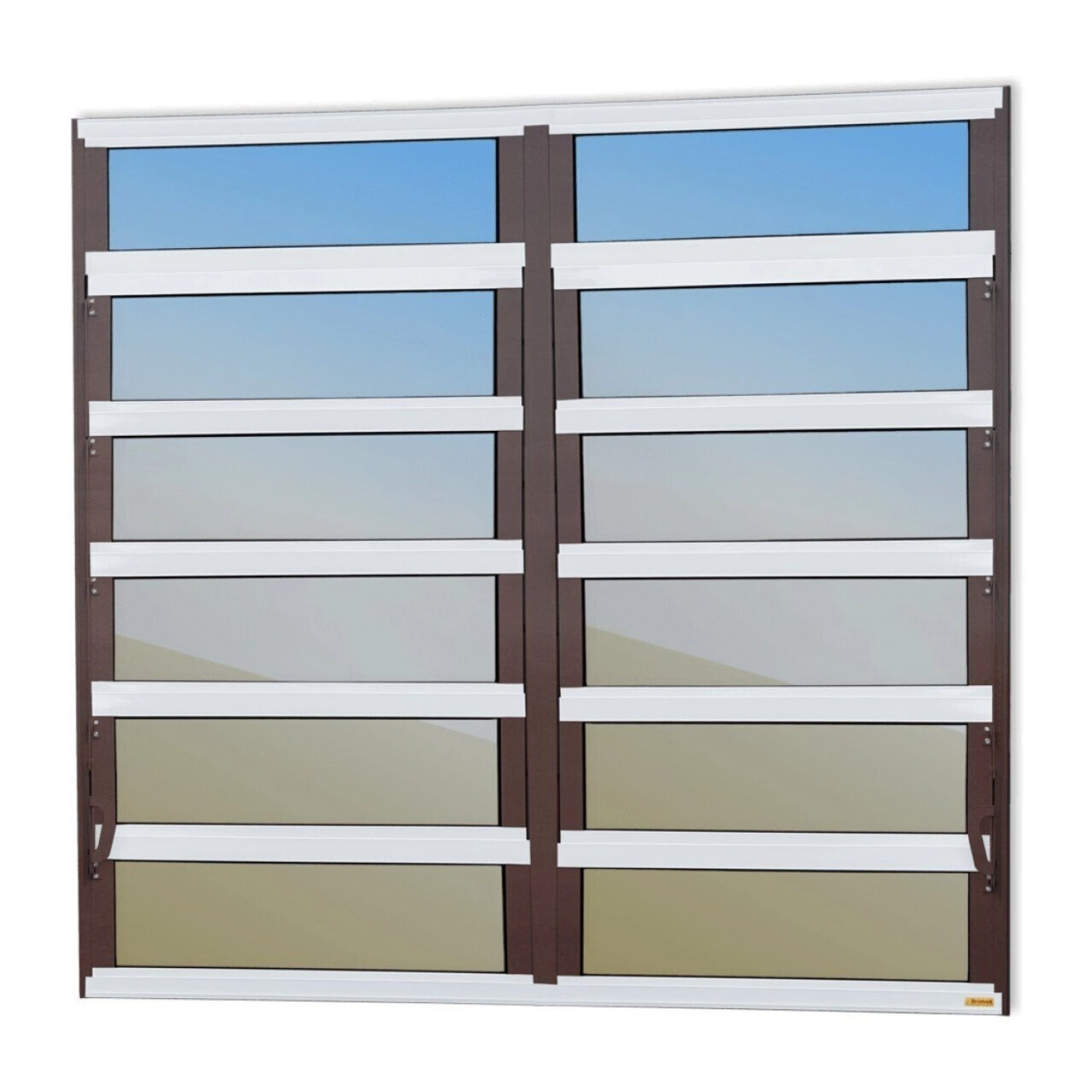 Janela De Alumínio Basculante 2 Seções 120x200cm Vidro Espelhado Elite Brimak Mix Corten