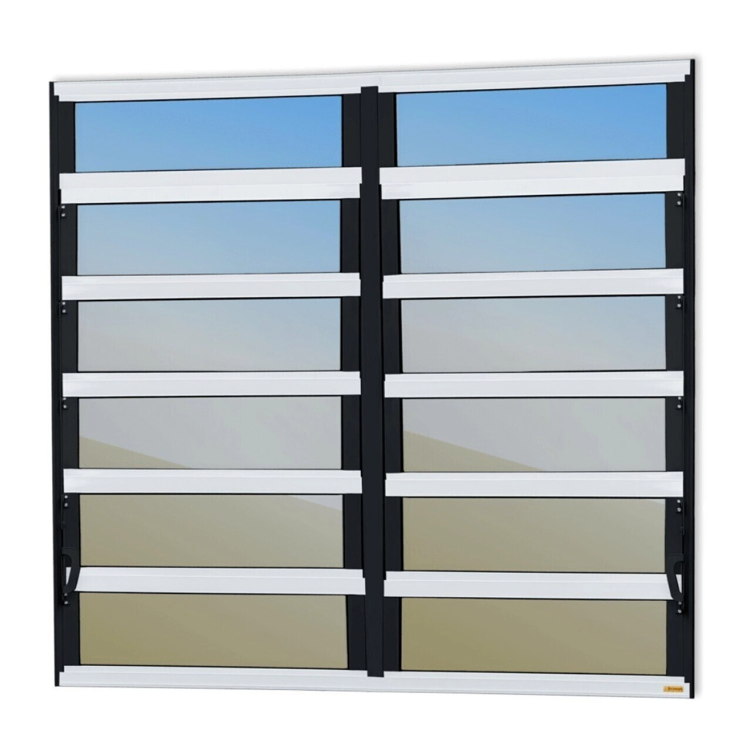 Janela De Alumínio Basculante 2 Seções 120x240cm Vidro Espelhado Elite Brimak Mix Preto