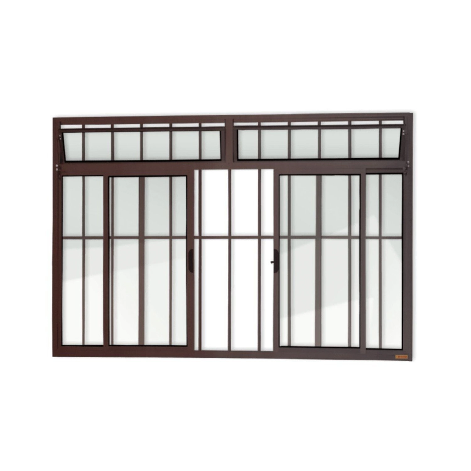 Janela Plus 4 Folhas Com Bandeira E Grade Vidro Liso 100cm X 120cm Brimak Corten