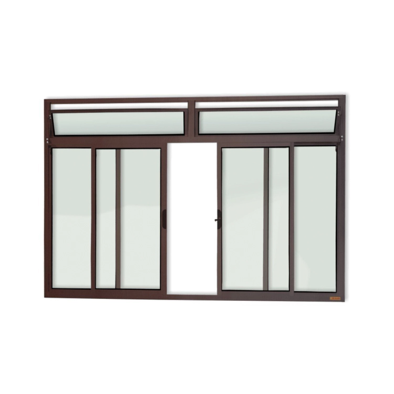 Janela Plus 4 Folhas Com Bandeira Vidro Liso 100cm X 150cm Brimak Corten