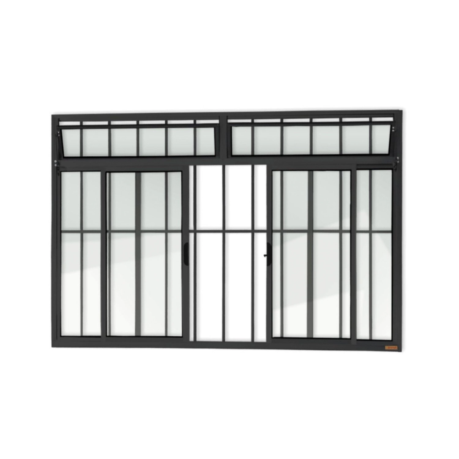 Janela Plus 4 Folhas Com Bandeira E Grade Vidro Liso 100cm X 120cm Brimak Preto