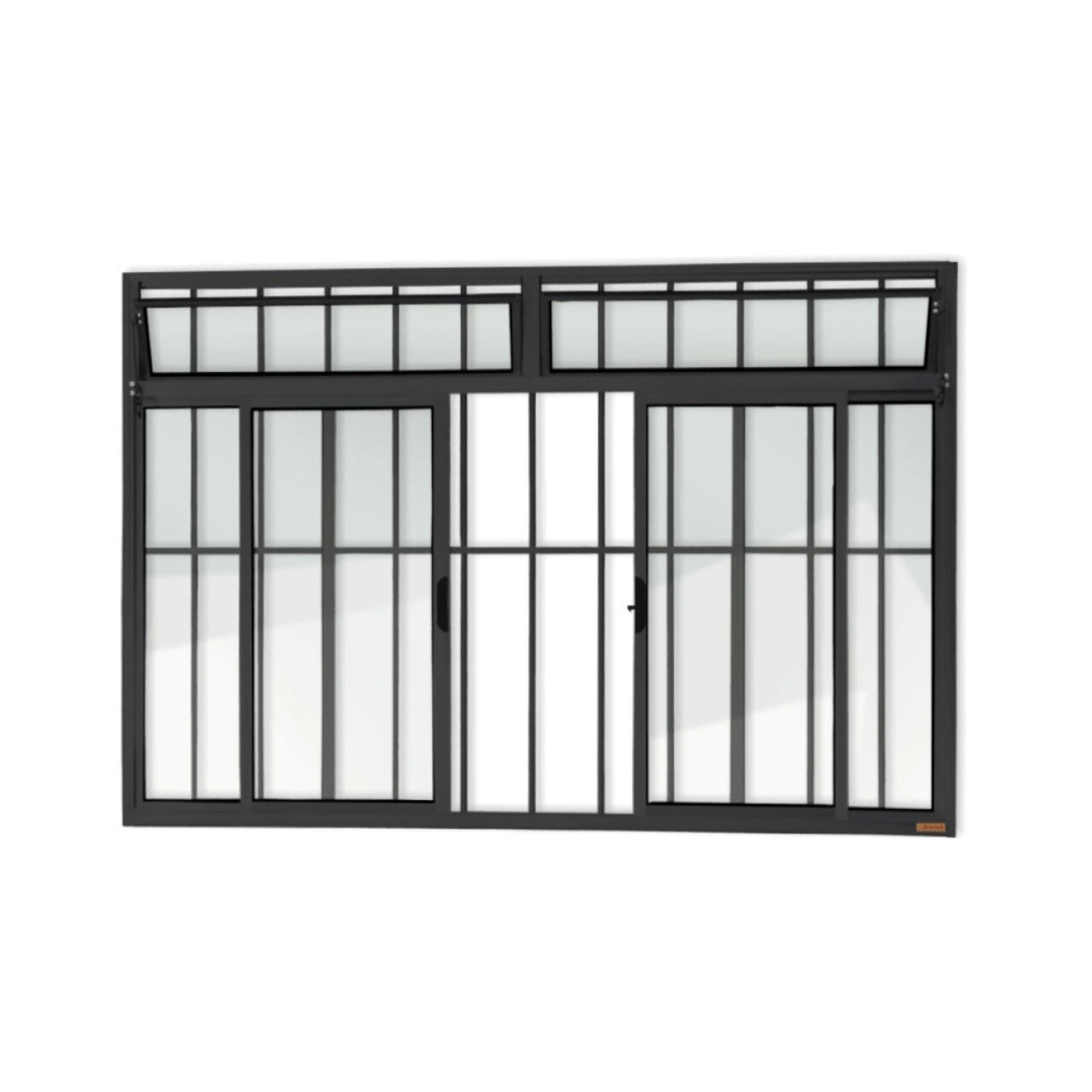 Janela Plus 4 Folhas Com Bandeira E Grade Vidro Liso 100cm X 150cm Brimak Preto