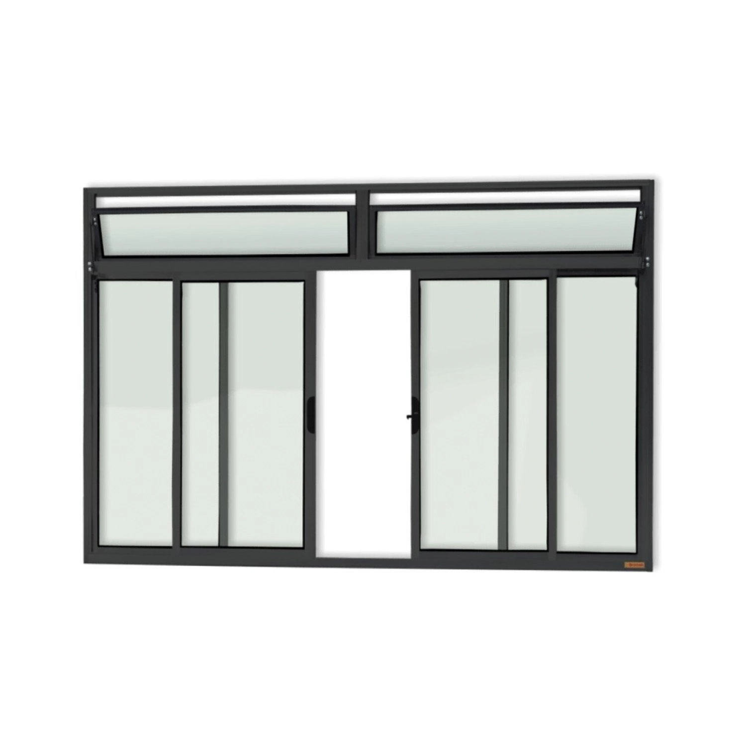Janela Plus 4 Folhas Com Bandeira Vidro Liso 100cm X 150cm Brimak Preto