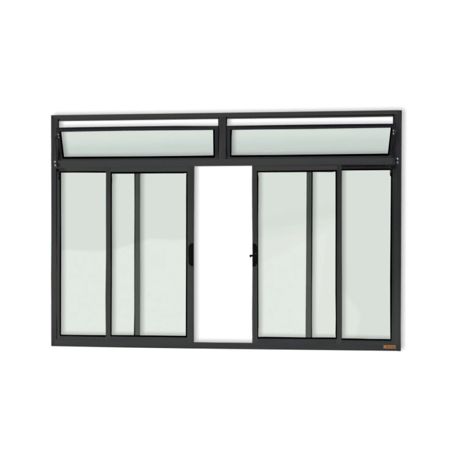 Janela Plus 4 Folhas Com Bandeira Vidro Liso 100cm X 200cm Brimak Preto