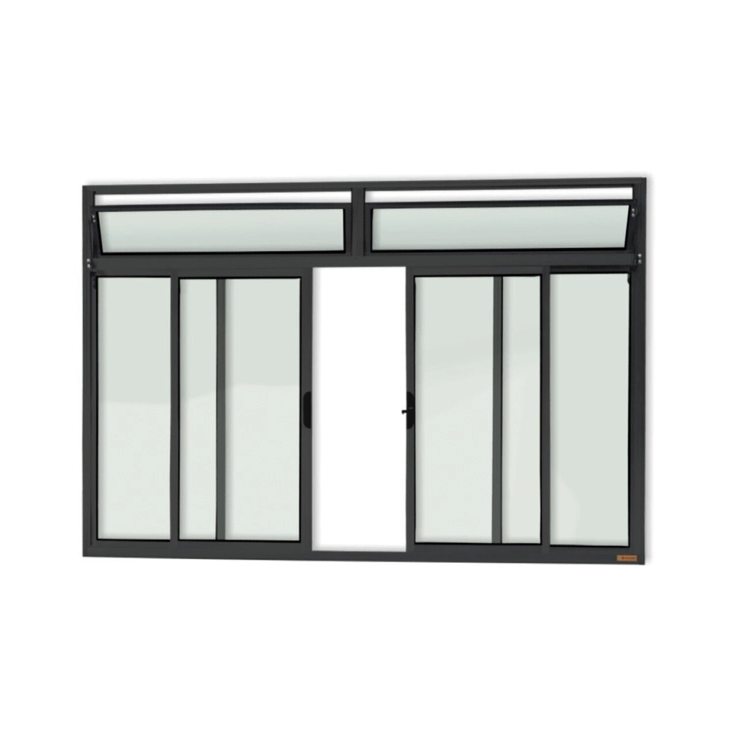 Janela Plus 4 Folhas Com Bandeira Vidro Liso 120cm X 150cm Brimak Preto
